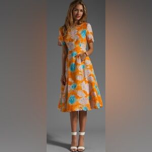 NEW TRACY REESE  Jacquard Deconstructed Frock Dress, Floral Fit-and-Flare